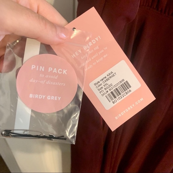 New NWT Birdy Grey “Kaia” Chiffon Gown Maxi Dress Cabernet Burgundy Wine Red - Picture 6 of 13